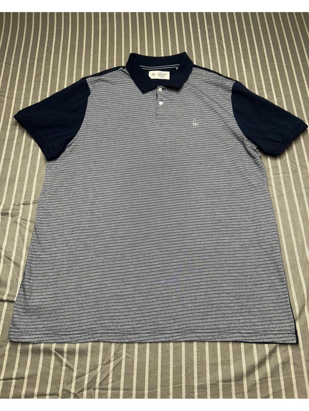 Original Penguin Mens Soft Cotton Blend Tipped Jacquard Front Polo Shirt XXL